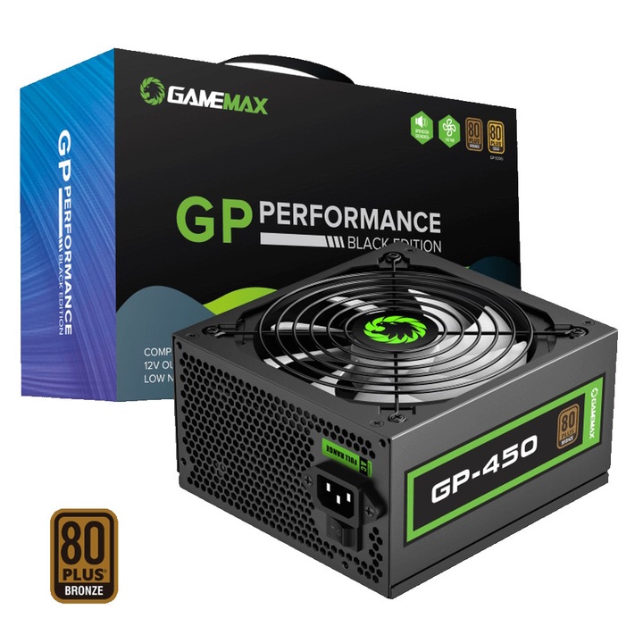 Sursa de alimentare PC Gamemax Performance GP, 450 W, full cables, 80 Plus Bronze
