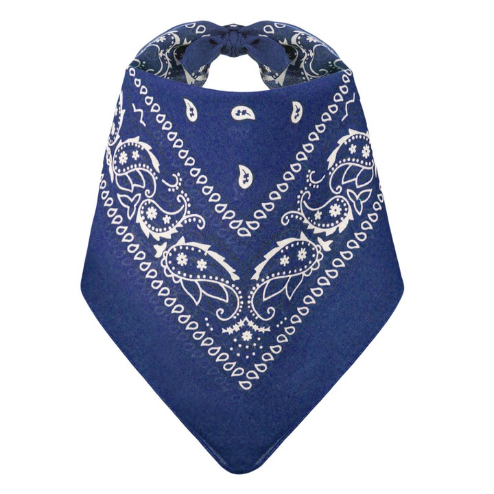 Bandana din Bumbac Albastru Paisley 54x54cm