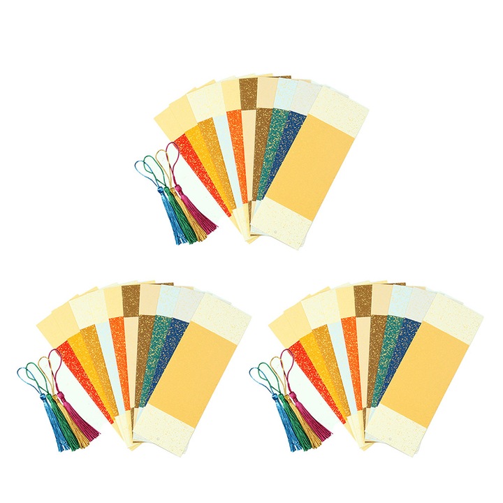 Semne de carte din hartie colorata goala cu ciucuri, pentru proiecte DIY in sala de clasa, mestesuguri scolare, etichete cadou, 20 buc, Stil: Stilul 3;