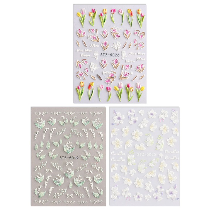 Autocolante 5D pentru unghii, accesorii autoadezive pentru unghii, autocolante DIY pentru unghii, decoratiuni pentru unghii pentru femei si fete, Stil: Stilul 1