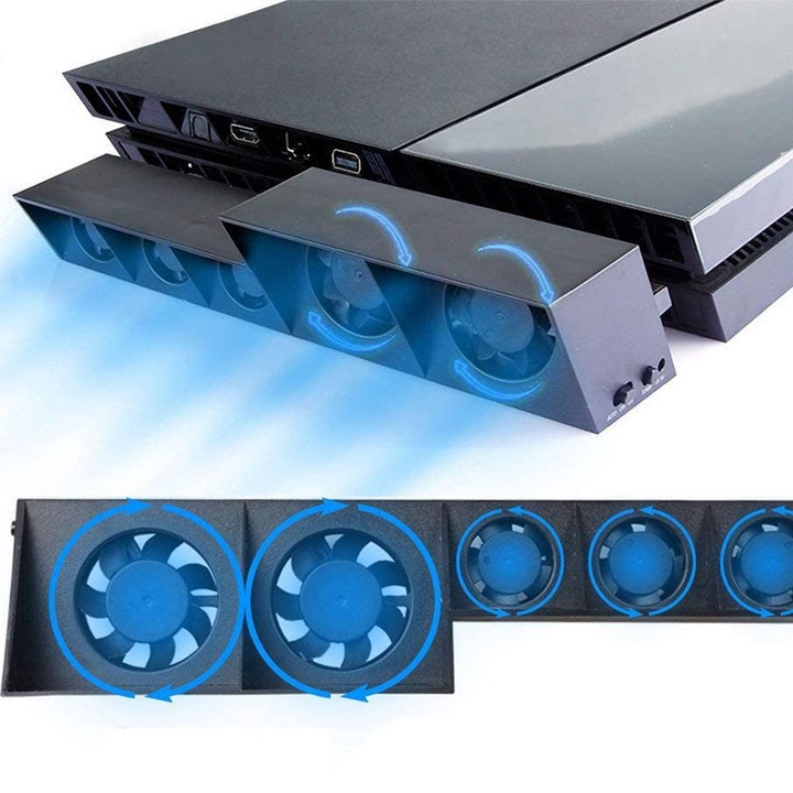 USB hűtőventilátor 5 turbó ventilátorral, hőmérséklet-szabályozással PlayStation 4-hez
