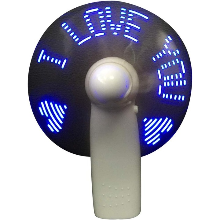 Hordozható ventilátor Gadget villogó LED asztali hűtő ventilátor ajándék karakterek üzenetek (véletlenszerű szín)