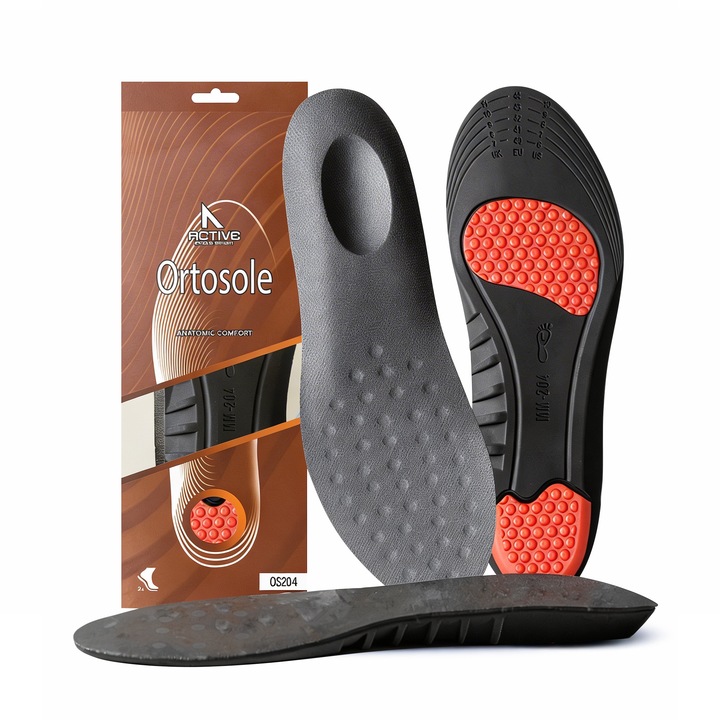 Set 2 Branturi Ortopedice OS204®, Spuma cu Memorie si Gel, Suport Plantar si Calcaneu, Amortizare Socuri, Anti-Oboseala, Respirabile, Marimi Ajustabile 40-45, Unisex