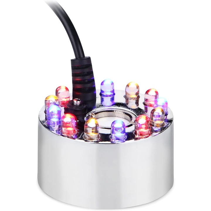 Mini atomizáló többszínű LED-ekkel, 4.6x4.3cm, szökőkutakhoz és akváriumokhoz
