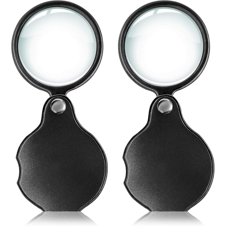 10 x mini lupa de buzunar lupa pliabila de 50 mm cu maner rotativ