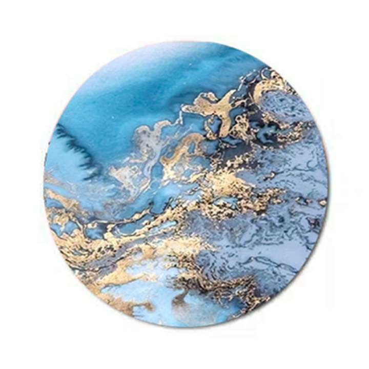 Mousepad cu margini cusute, cauciucat antiderapant, lavabil, rezistent la uzura, rotund, accesoriu pentru birou cu design unic (Stil 3)