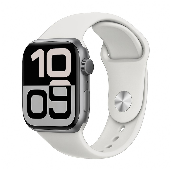 Curea sport din silicon pentru bratara Apple Watch Series 2/3/4/5/6/7/SE, Display 38mm/40mm/41mm, marime S/M, alb
