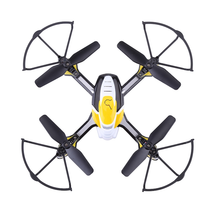 FPV квадрокоптер дрон, жълт, устойчив, 25x25см