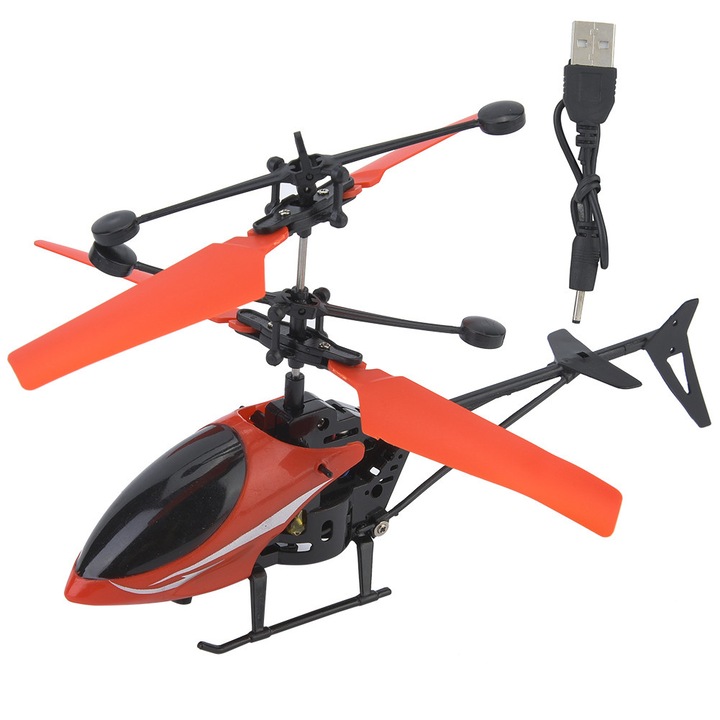 Мини RC хеликоптер 0803BM-BSTY00967666, инфрачервена индукция 38K, Li-Pol батерия 3.7V 75mAh, USB зареждане, време за полет 5–7 мин, червен