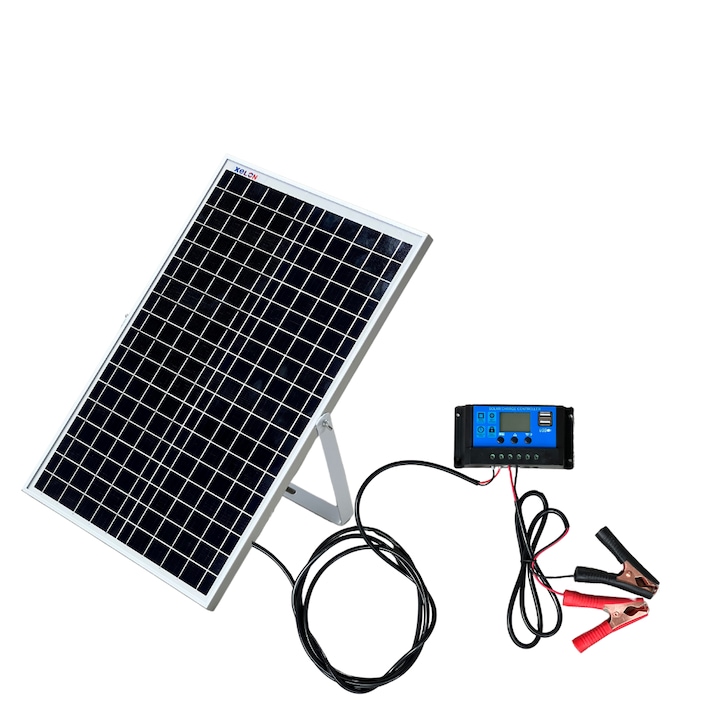 Panou Solar 20w cu Suport si regulator de incarcare pentru gard electric, pentru baterie de 12V, Xelon®