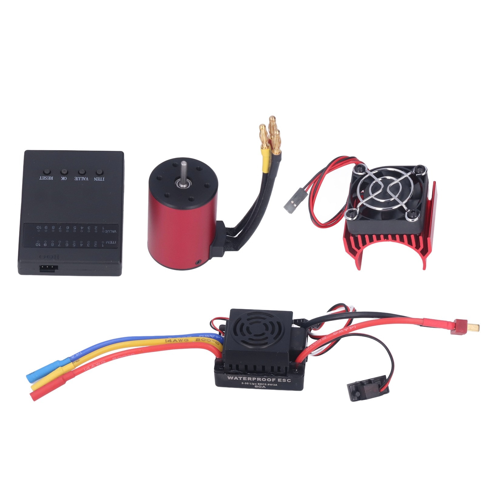 RC Brushless ESC, étanche 3650 4300KV Brushless Motor 60A ESC Programmation Combo Set pour 1/8 1/10 RC Car