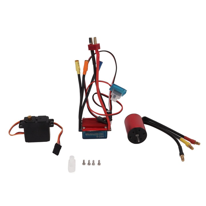 Motor 4500KV, ESC 25A, servo metal 2KG, set pentru masina RC 1/16 1/18