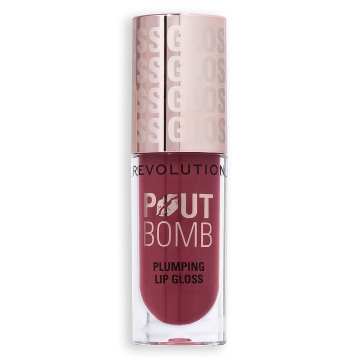 Гланц за устни Revolution Pout Bomb, обемен ефект, нюанс розово дърво, веган