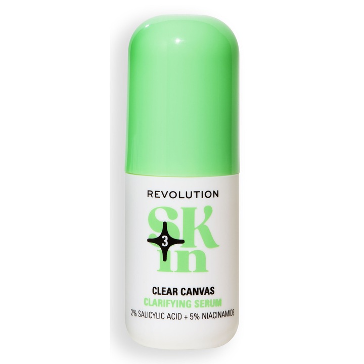 Почистващ серум Revolution Skin Clear Canvas, 5% ниацинамид, 2% салицилова киселина, 30 мл