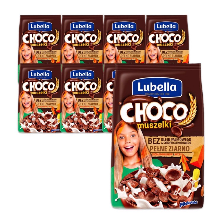 Set 9 pungi cereale Lubella cu gust de ciocolata, 500 g