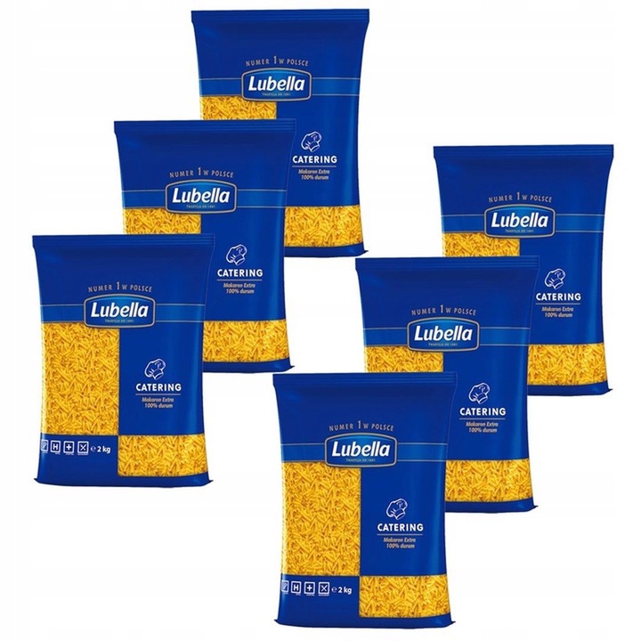 Paste Lubella, 100% durum, 2kg, set 6 buc