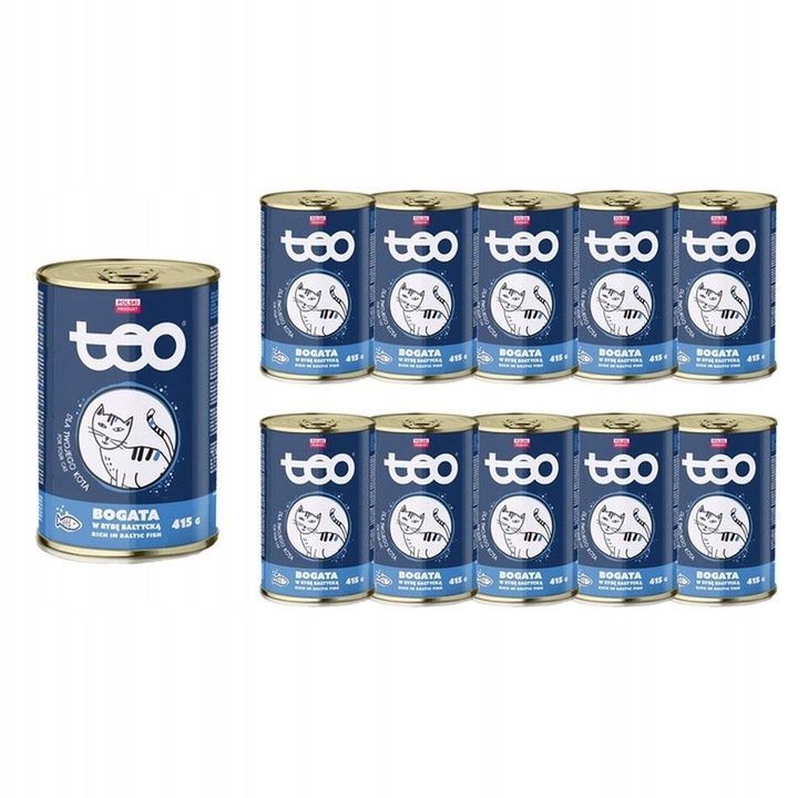 Hrana umeda pentru pisici TEO, bogata in peste baltic, 415 g x 10 bucati