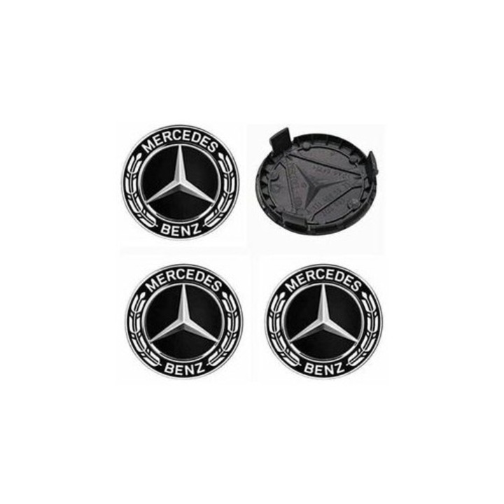 Комплект от 4 капачки за джанти, за Mercedes, черни