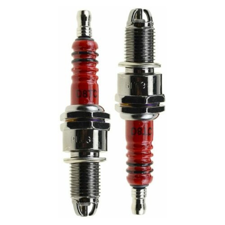 Set 2 bujii D8TC, 3 electrozi, diametru 12mm, lungime 76mm