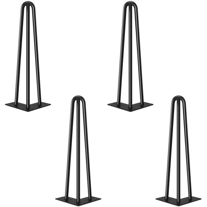 Set 4 picioare de mobilier, design simplu, 30x10x10cm, otel vopsit, protectii pentru picioare, 16 suruburi de fixare