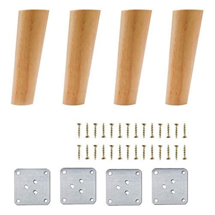 Set 4 picioare mobilier lemn stejar 15x3.8x5cm maro