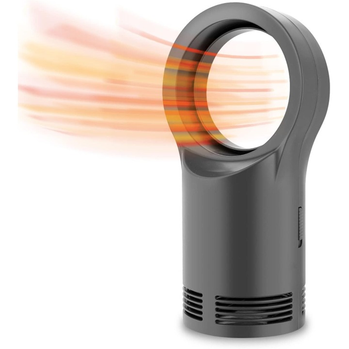 Elektromos hősugárzó, lapát nélküli kialakítás, 3 másodperces gyors felfűtés, fekete, 13.5x13.5x26cm