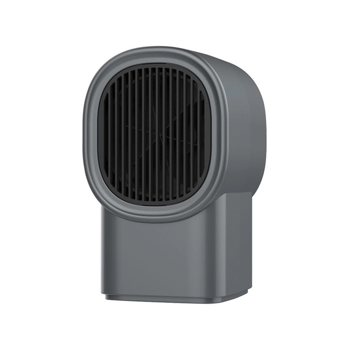 Hordozható hősugárzó, elektromos irodai fűtőtest, 15x12x27cm, szürke