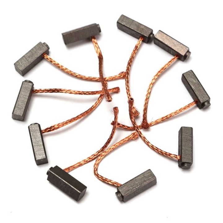 Set 10 perii de carbon pentru motor, 5x6x14mm, negru, performanță de comutare îmbunătățită, durată de viață extinsă
