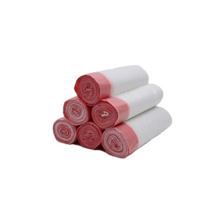 Saci menajeri, 10L, 120 bucati/set, rosu si alb, 45x50cm