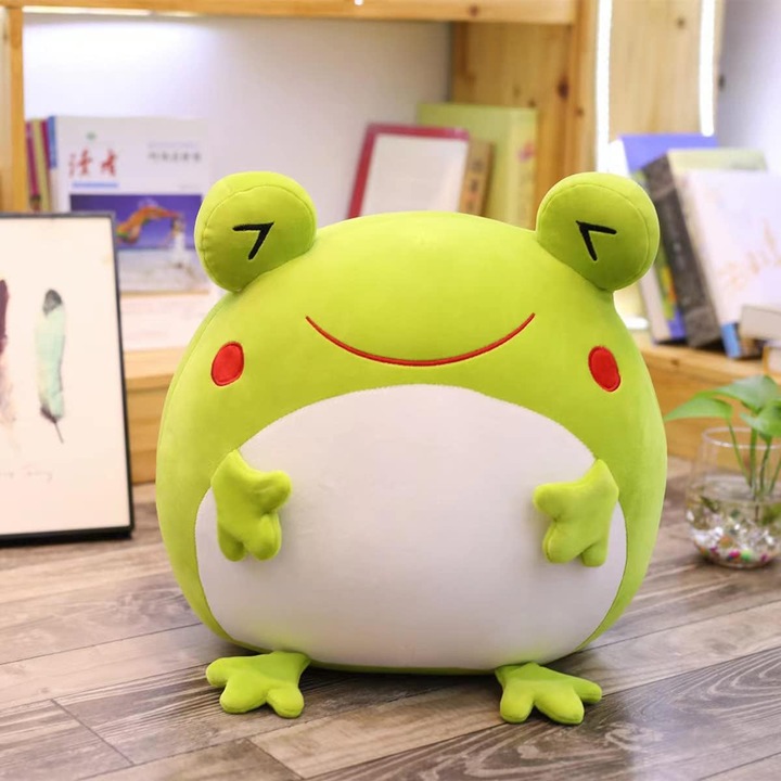 Papusa de plus broasca 35cm, moale si confortabila, decor pentru casa, set