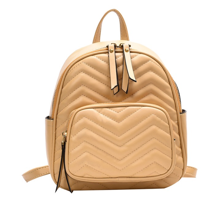 Rucsac dama, stil colegiu, capacitate mare, galben, 20x23x11cm