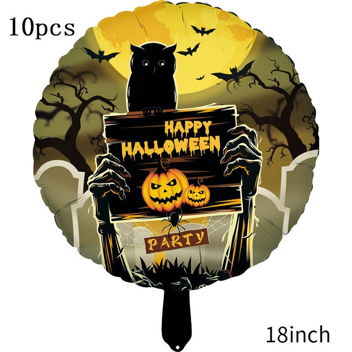 10 db Halloween lufi szett, Fesztivál téma, Szellem, Csontváz, Idegen, 18 hüvelyk, Többszínű