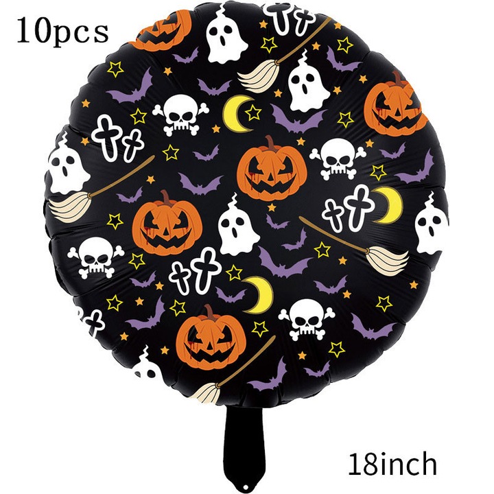 10 darab Halloween lufi készlet, fesztivál téma, szellem, csontváz, földönkívüli, 18 hüvelyk, többszínű