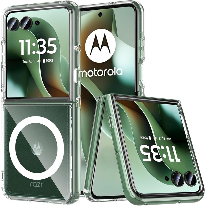 Mágneses tok Motorola Razr 60 Ultra / Razr Ultra 2025 készülékhez, ütésálló, átlátszó, TPU