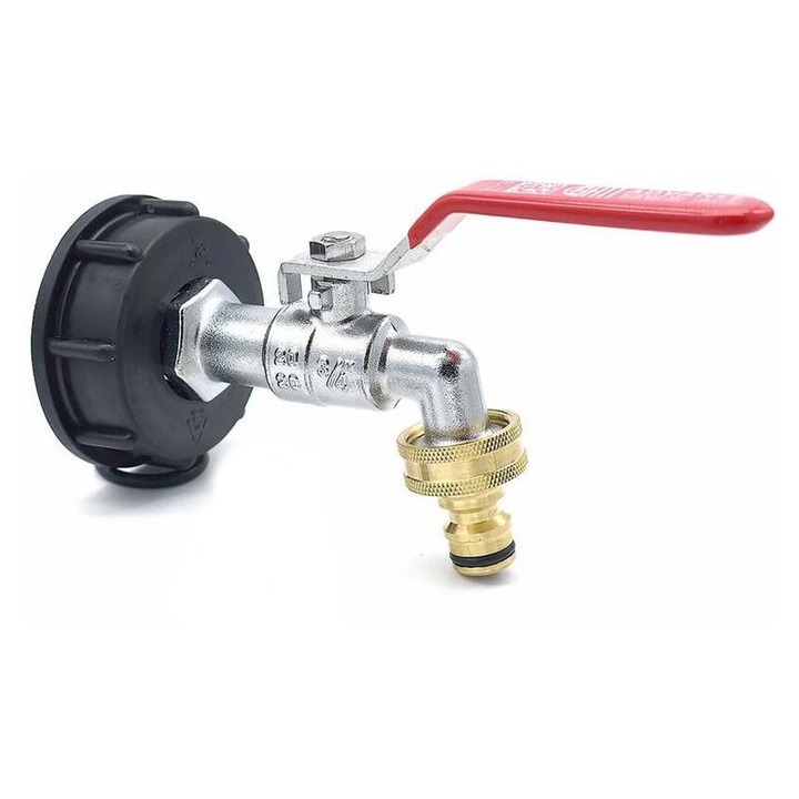 Robinet pentru rezervor de 1000L, alama, cu racord rapid, 15.9x8.7cm, multicolor