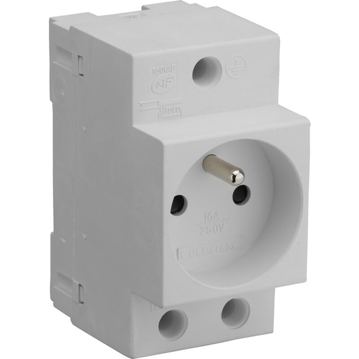 Priza modulara 16A, panou distributie, 75.5x63x44.5mm, alb