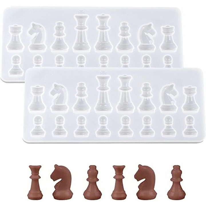 Seturi de artizanat, matrita din silicon pentru sah, 2 piese, 20.4x8.5x1cm