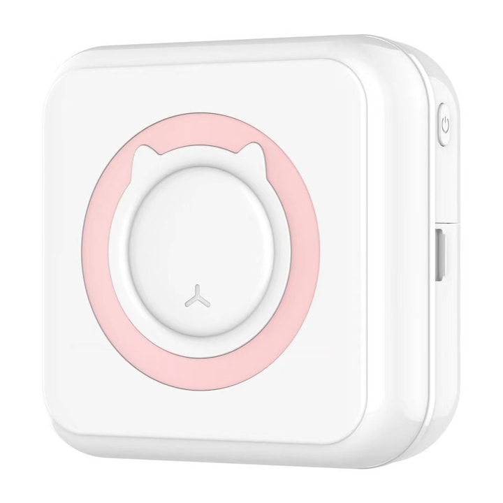 Set Mini imprimanta termica si 10 role hartie 57x25mm, Bluetooth, compatibil iOS/Android, albastru, teleMAG