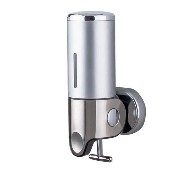 Dozator sapun lichid perete, 500ml, plastic, argintiu