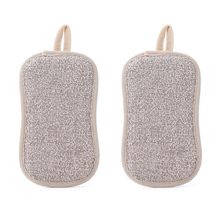 Set bureti de spalat vase, microfibra, 16.5x9.3cm, bej, 2 bucati