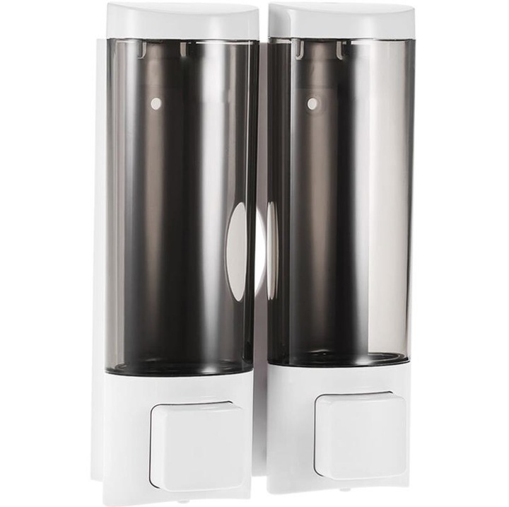 Dupla szappanadagoló, fehér, 19x9x6.5cm