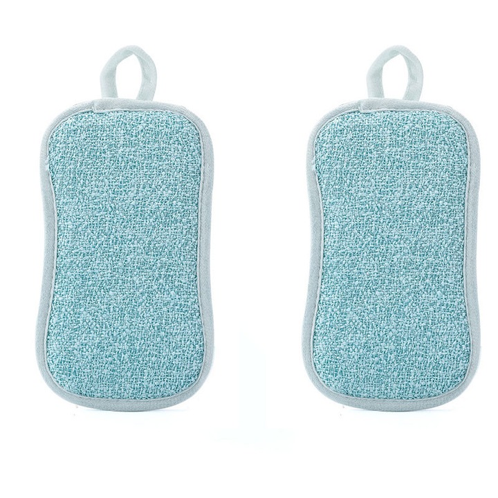 Burete de spalat vase, lavete din microfibra, 16.5x9.3cm, albastru, set 1 buc.