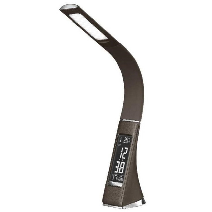 Lampa de birou multifunctionala LED, flexibila, maro, 49.5x26cm