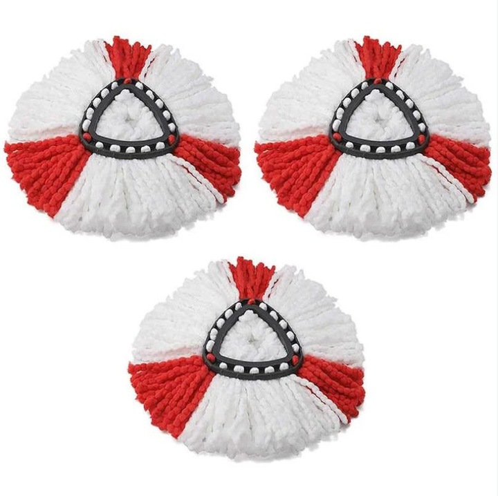 Set 3 capete mop triunghiulare microfibra rosu 15cm