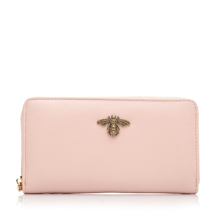 Portofel dama, Musette, GLIDE, Piele naturala, Nude, 19 x 10 cm