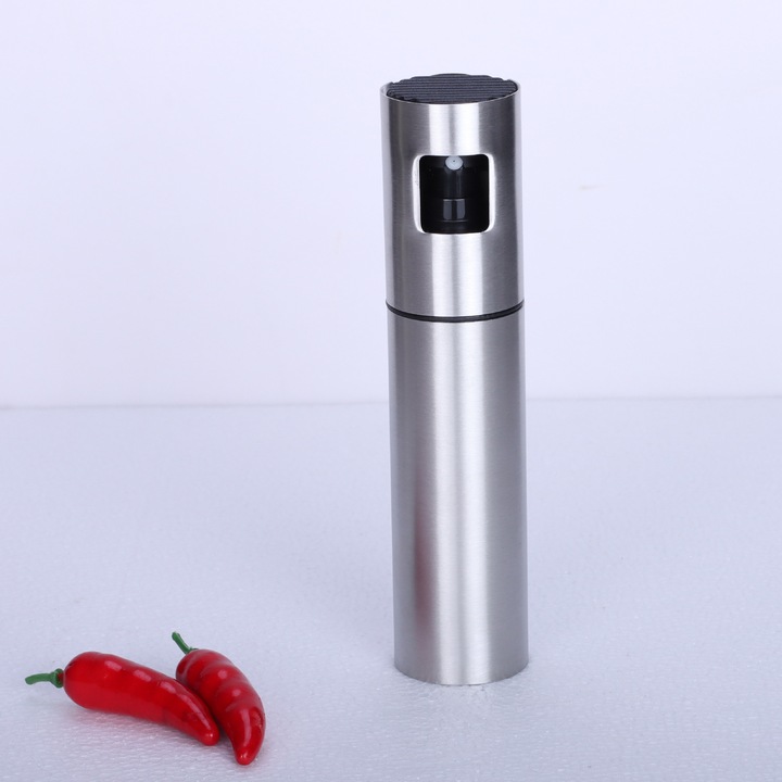 Спрей бутилка за олио, неръждаема стомана, 18x4см, многократна употреба, против запушване, сребриста, комплект 1 брой