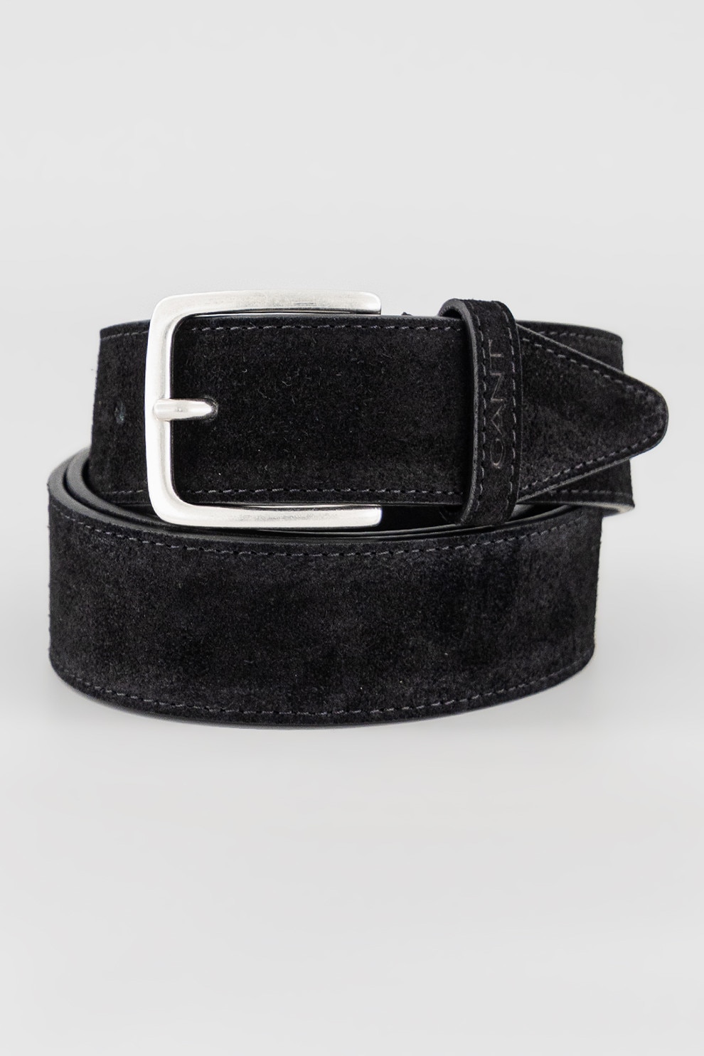 Gant, Curea de piele intoarsa cu catarama metalica, Negru, 100