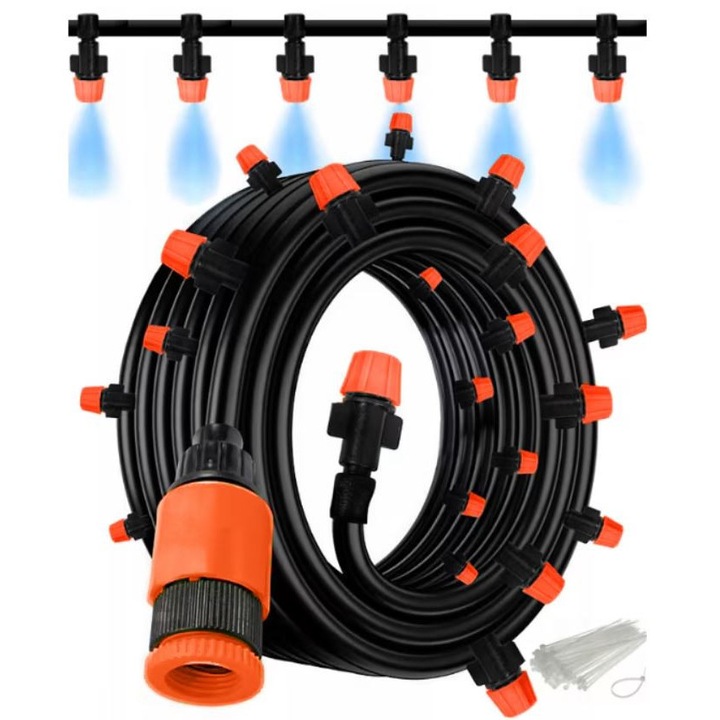 Sistem de Irigare Ideal pentru Gazon/Gradina/Terasa, Plastic, Perdea de Apa, Duze Reglabile, 10M, Multicolor, XPRESS SALES®