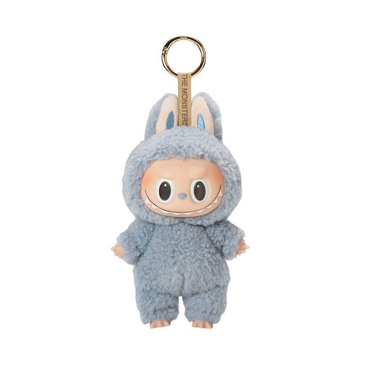 Плюшена играчка, Labubu, Ключодържател с висулка, първо поколение, 17 см, син