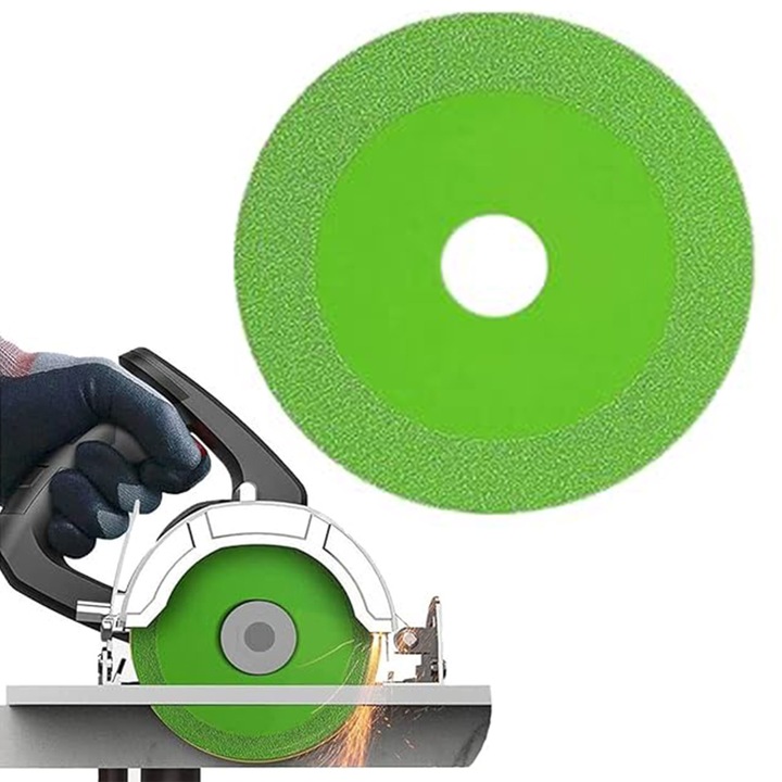 Disc de taiat sticla pentru polizor unghiular AYSTOAYS®, Roti de taiat cu diamant, Disc profesional pentru taiat sticla, gresie, faianta, ceramica, 100 mm, 1 bucata, Verde